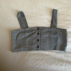 Reformation Checkered Cropped Button front tank